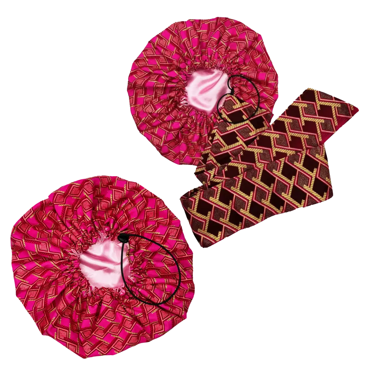 "Rosalie" adjustable satin-lined bonnet and turban pack - Standard size