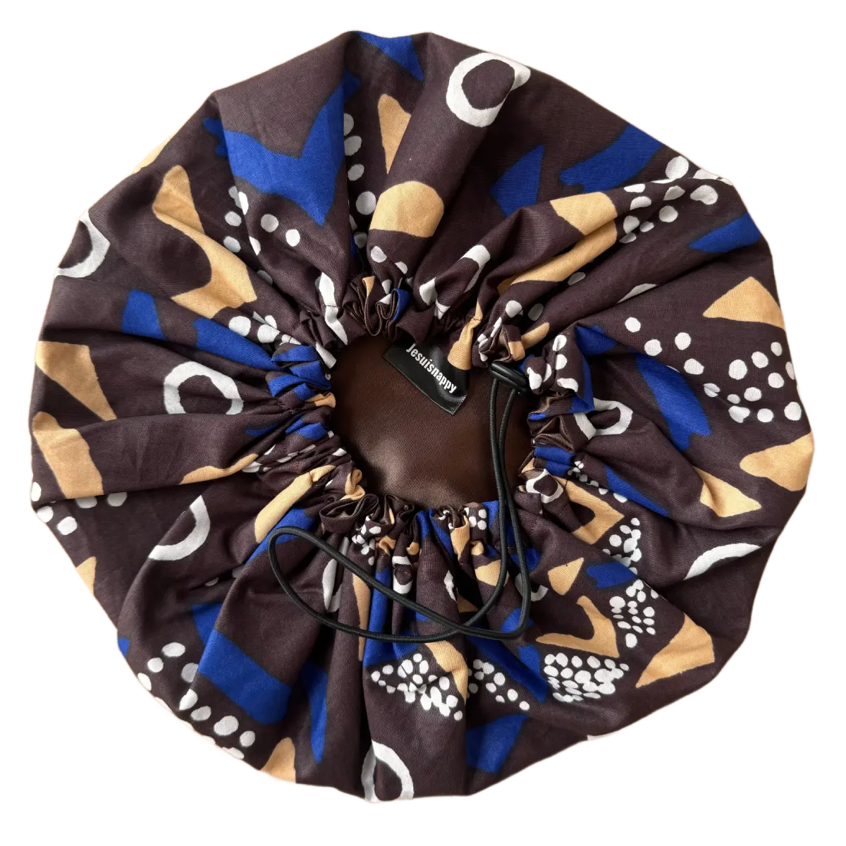 Turban Bogolan doublé de satin "Kaya" ajustable - Taille standard