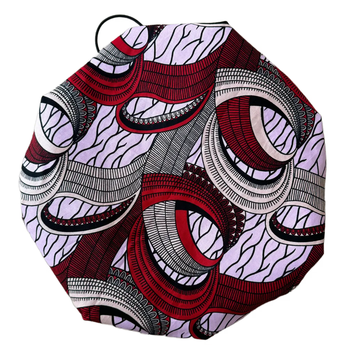Bonnet en satin et wax rouge et rose "Ife" ajustable - Taille adulte