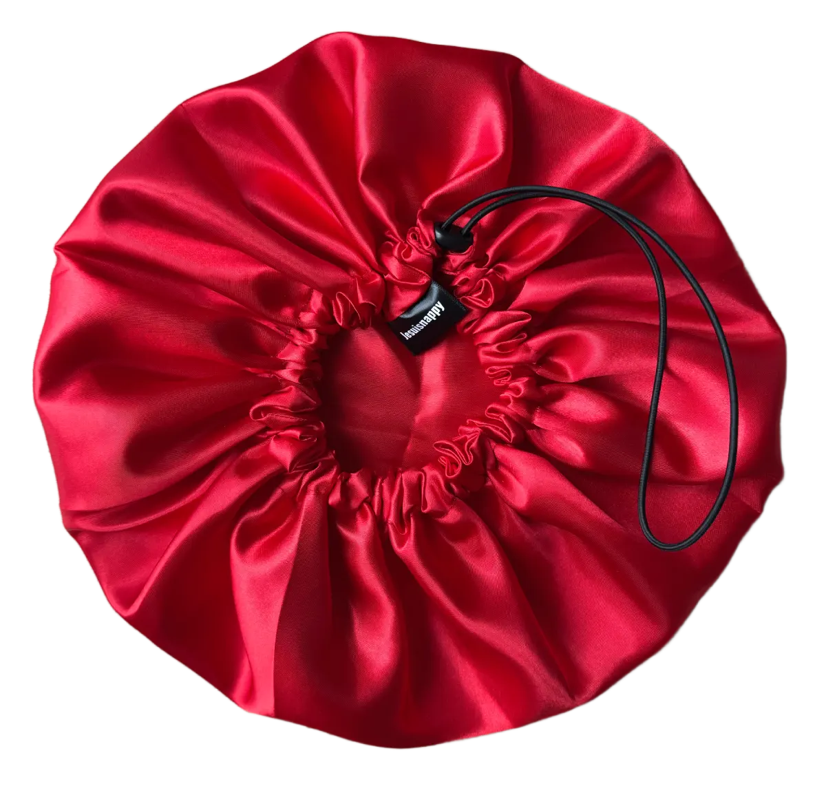 Satin Bonnet , Reversible and Adjustable, Red and Black "Abeba" - Standard Size