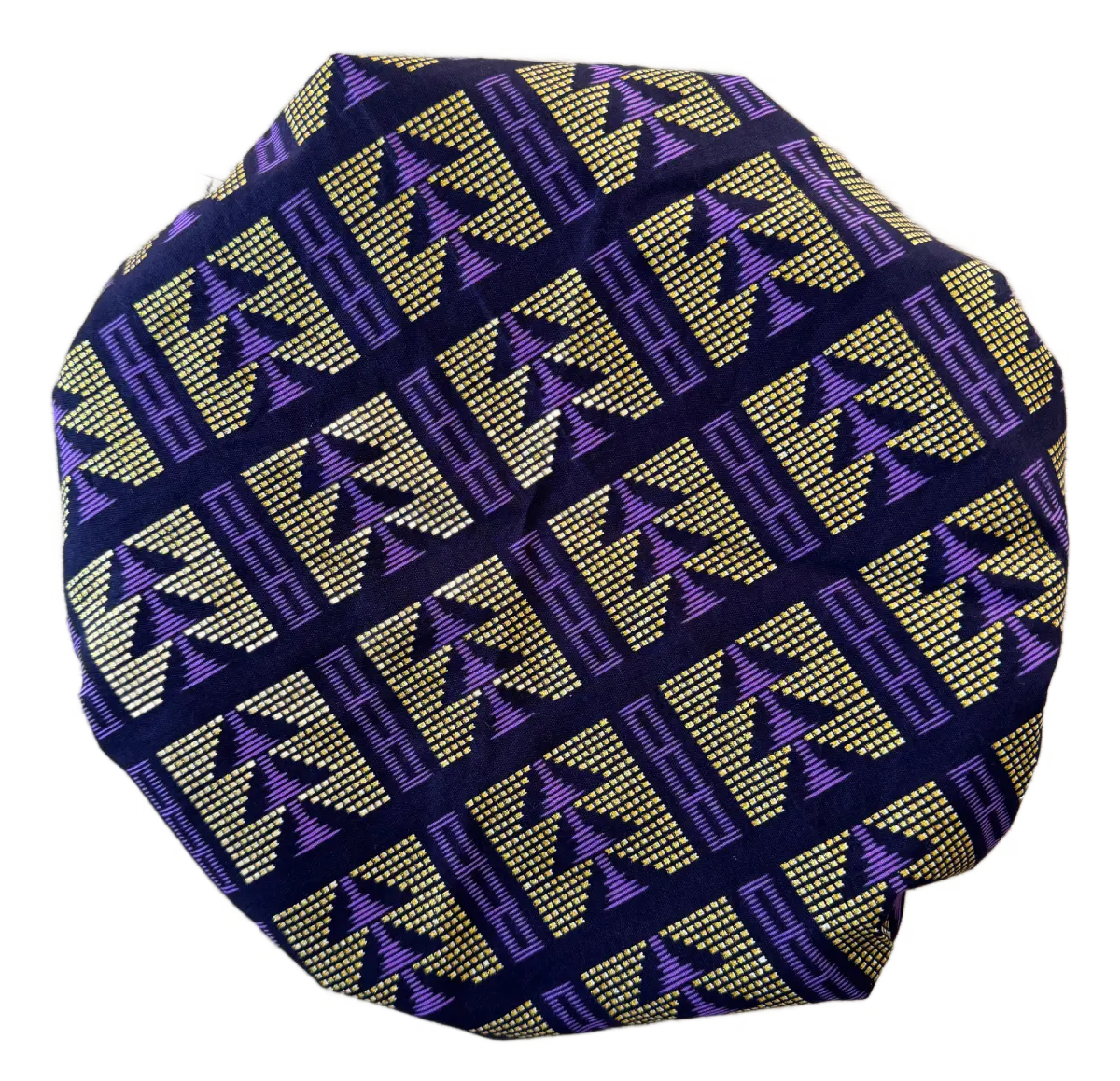 "Fulani" Adjustable Purple Satin and Wax Bonnet - Standard Size