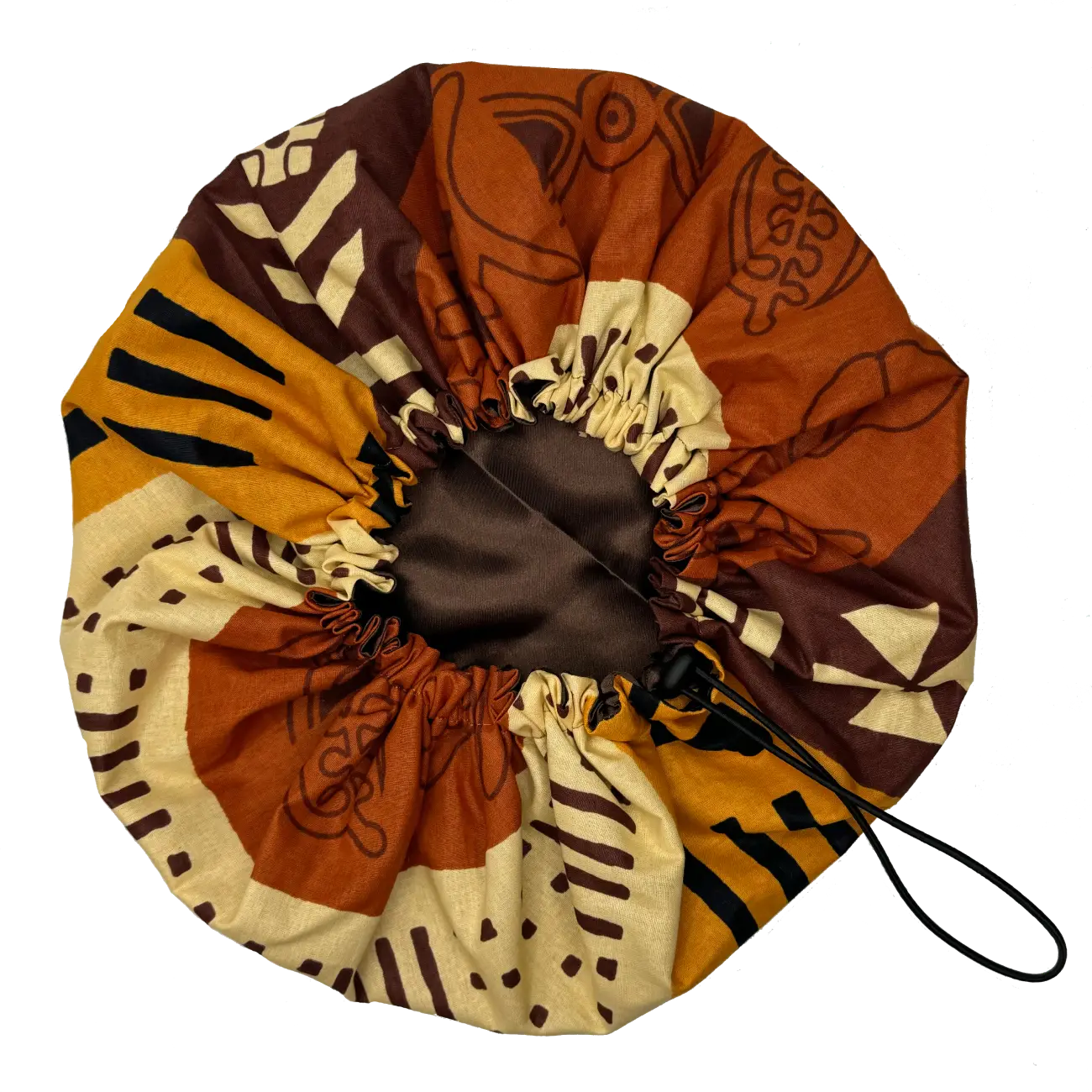 Satin wax bonnet, Adjustable "Bogolan" - Standard Size