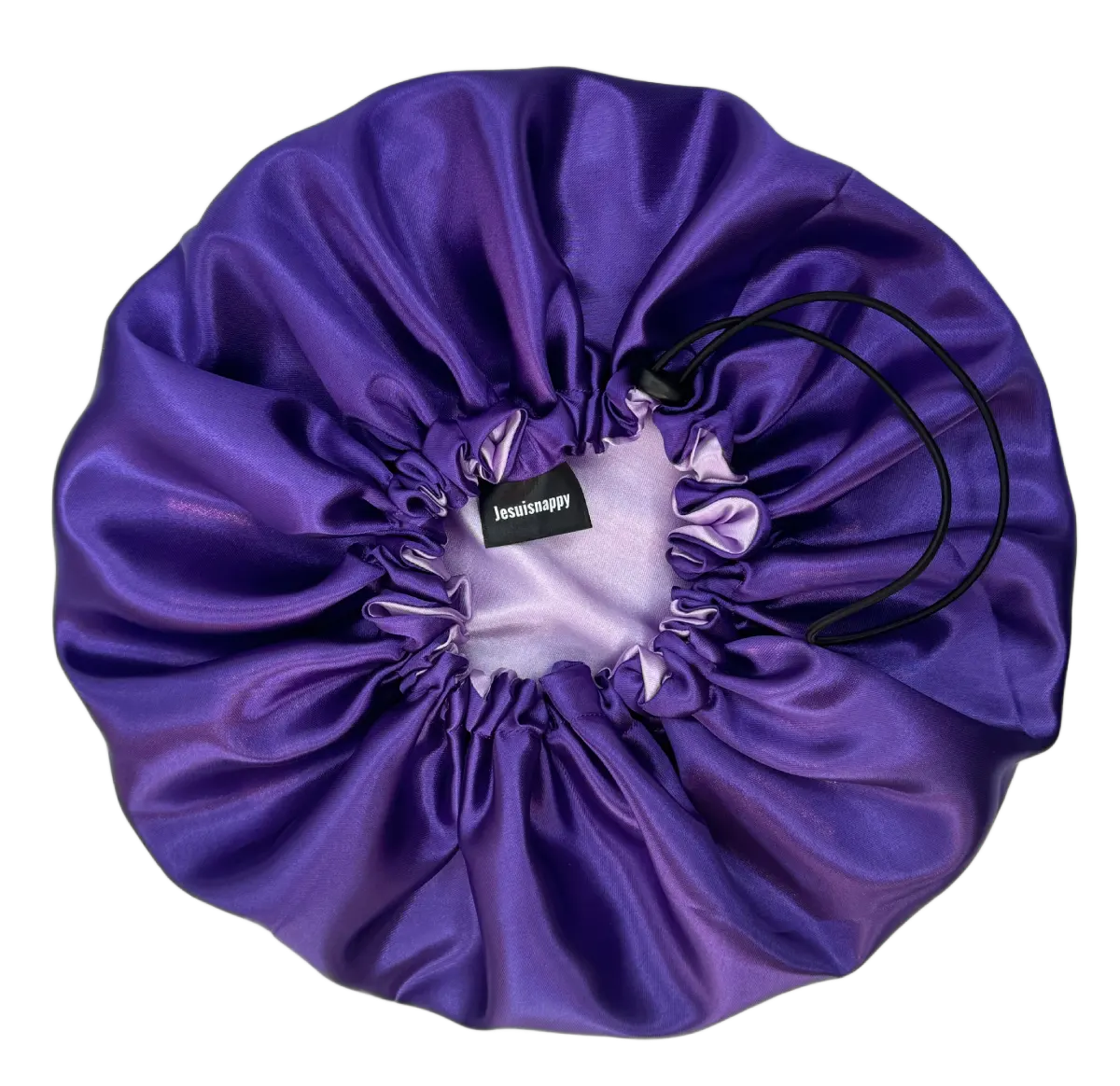 Bonnet en satin réversible ajustable violet "Makeba" - Taille standard