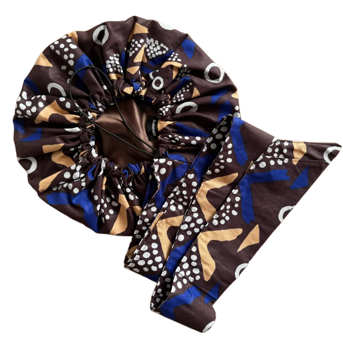 Bonnet Bogolan et satin "Kaya" ajustable - Taille standard