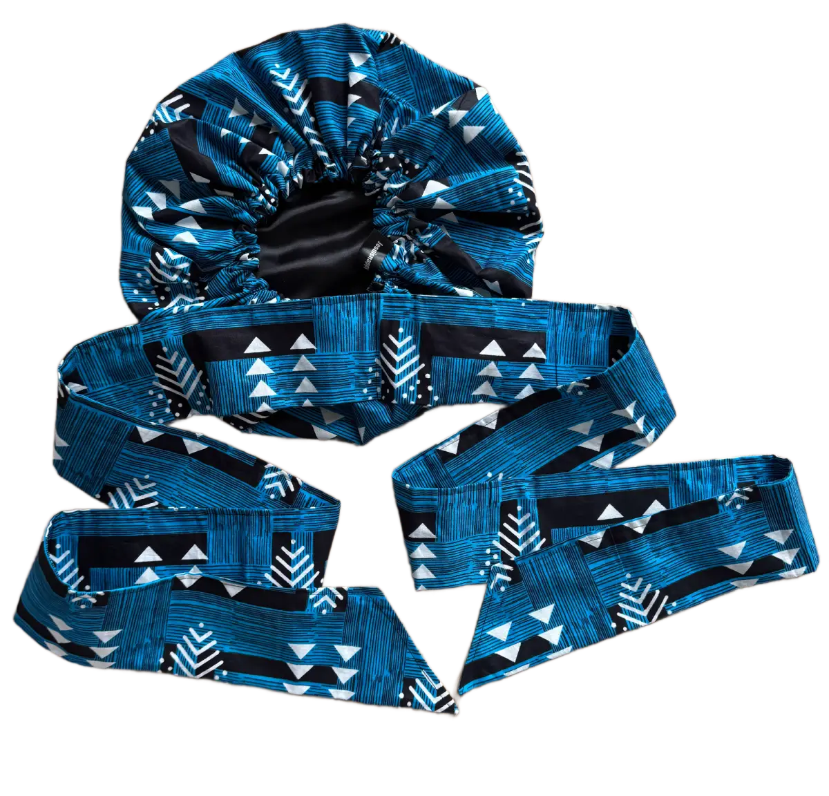 Turban en satin et wax "Joro" ajustable - Taille standard