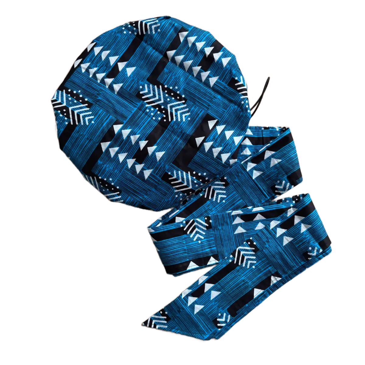 Turban en satin et wax "Joro" ajustable - Taille standard