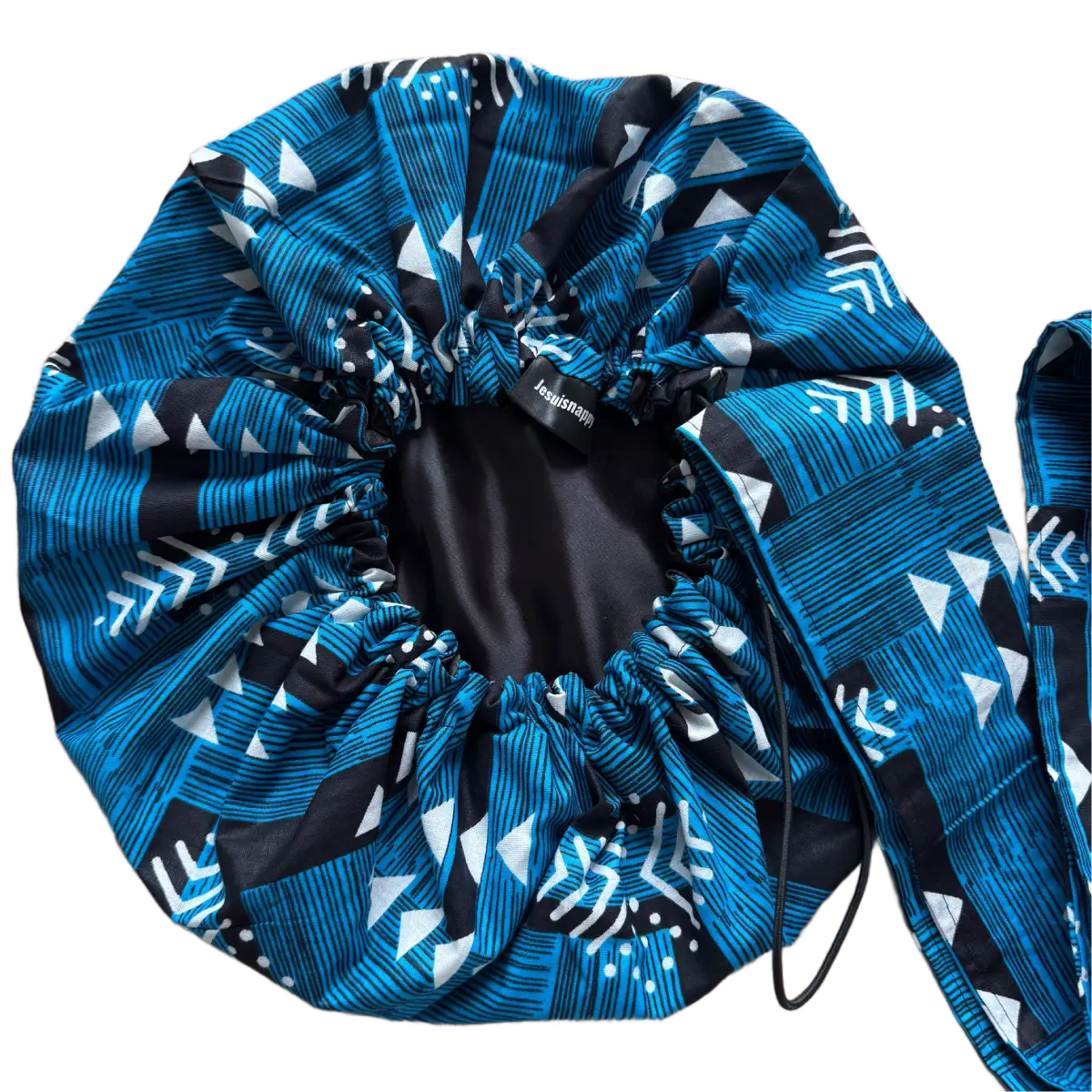 Turban en satin et wax "Joro" ajustable - Taille standard