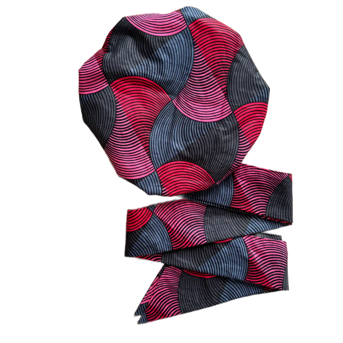 Turban en wax doublé de satin "Keita" ajustable - Taille standard