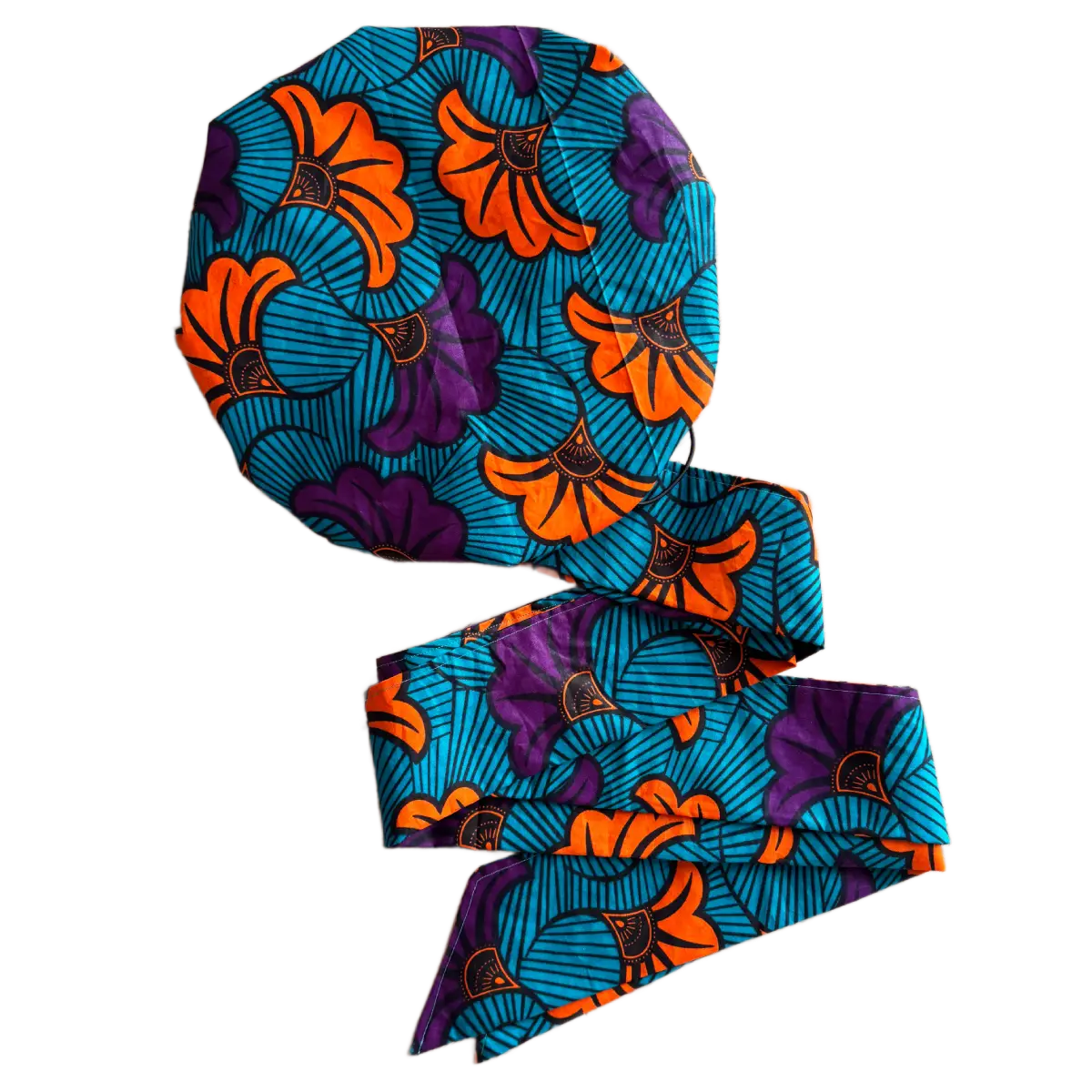 Turban en satin et wax "Onye" ajustable - Taille standard