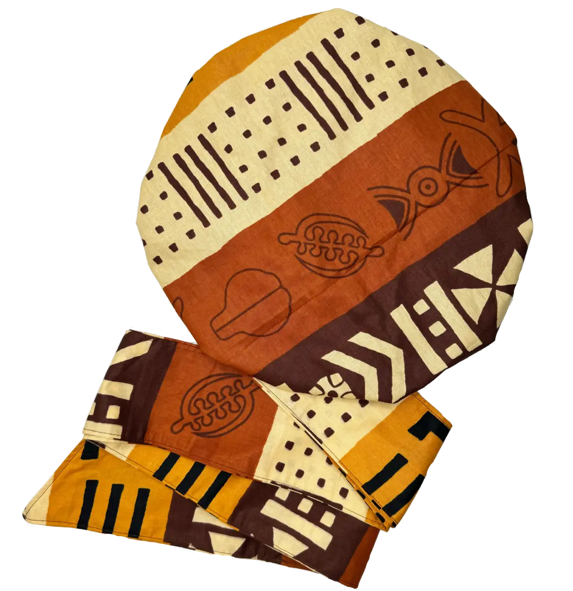 Satin wax bonnet, Adjustable "Bogolan" - Standard Size
