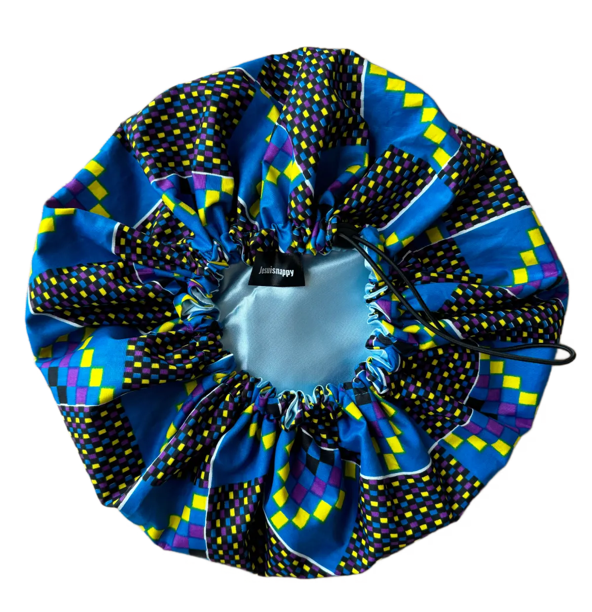 Bonnet en wax doublé de satin, ajustable "Kamaria" - Taille standard