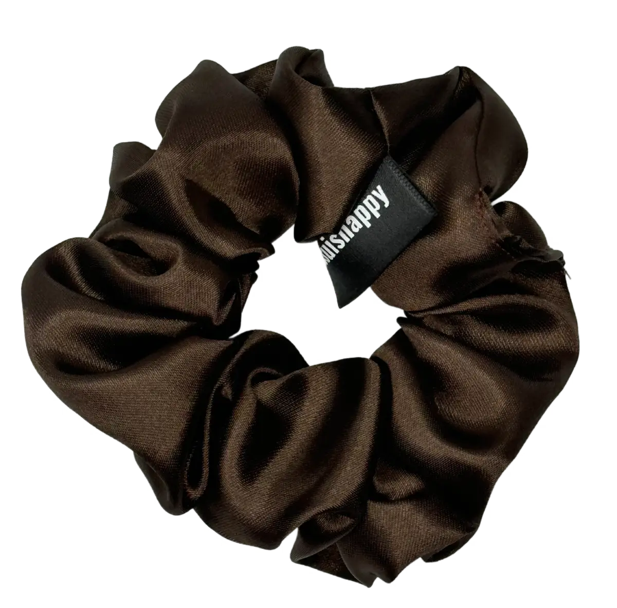 Chouchou en satin marron "Ebène"