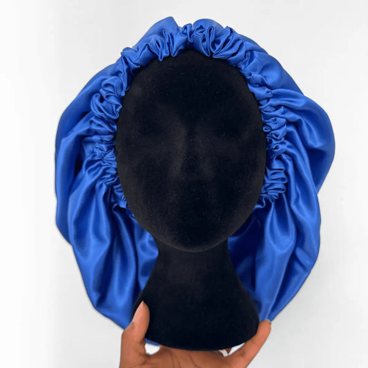 Bonnet en satin "Tout bleu" - Taille XL