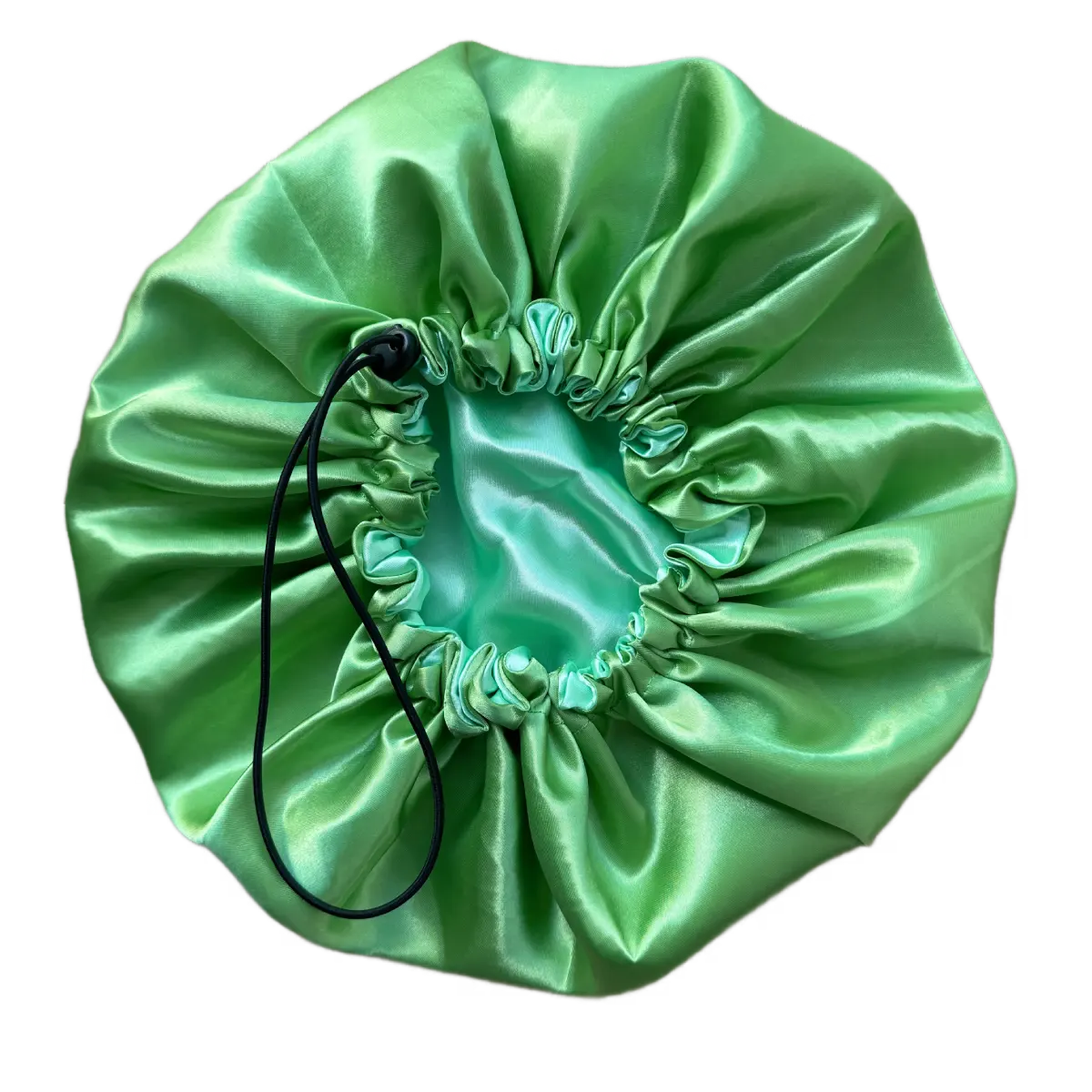 Bonnet en satin réversible et ajustable vert citron "Limette" - Taille standard