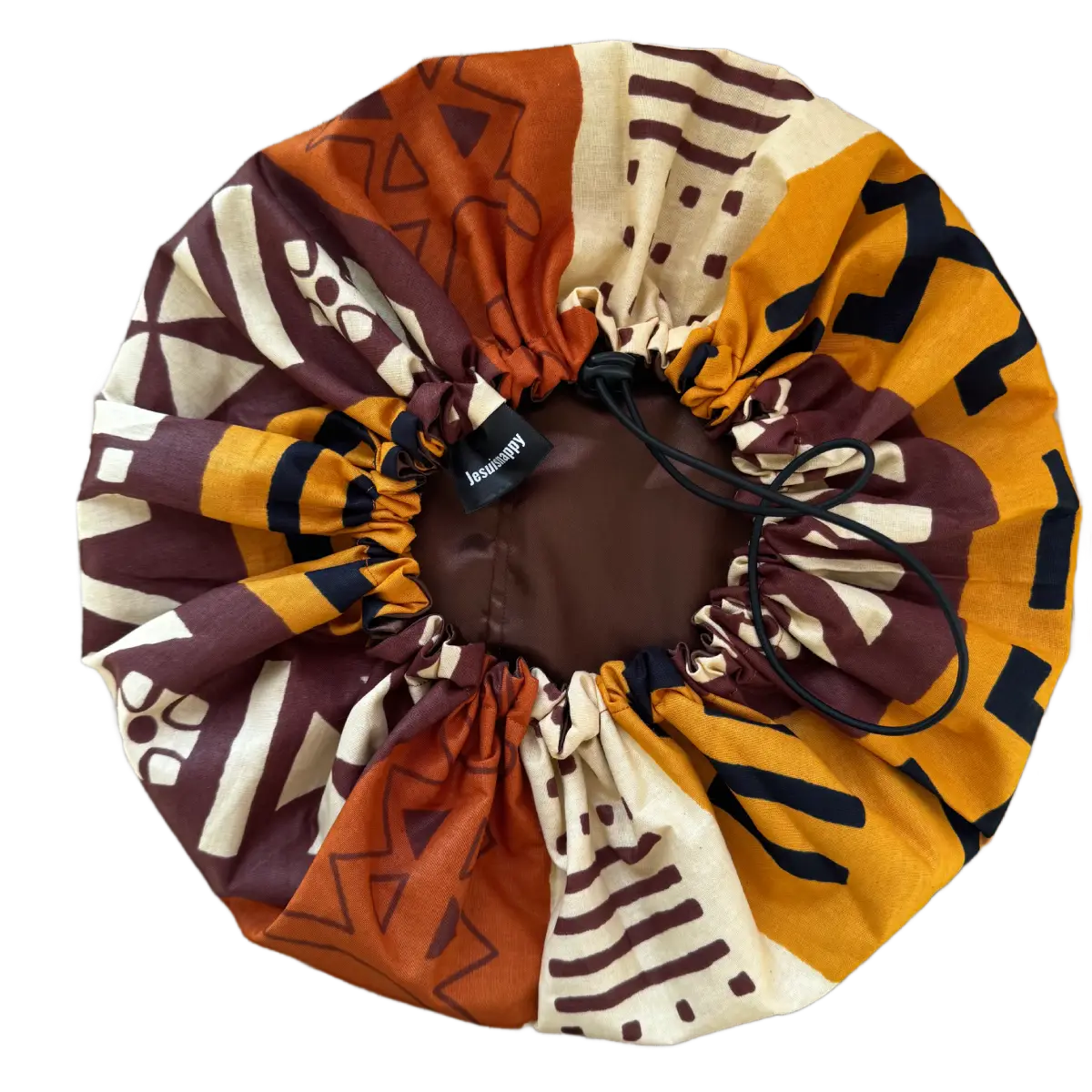 Bonnet en satin "Bogolan"- Adulte