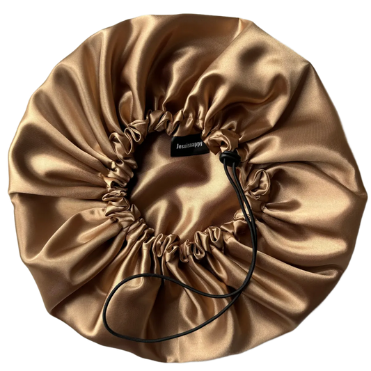 Bonnet en satin réversible et ajustable "Cappuccino" - Taille standard