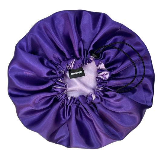 "Makeba" Purple Adjustable Reversible Satin Bonnet - Standard Size