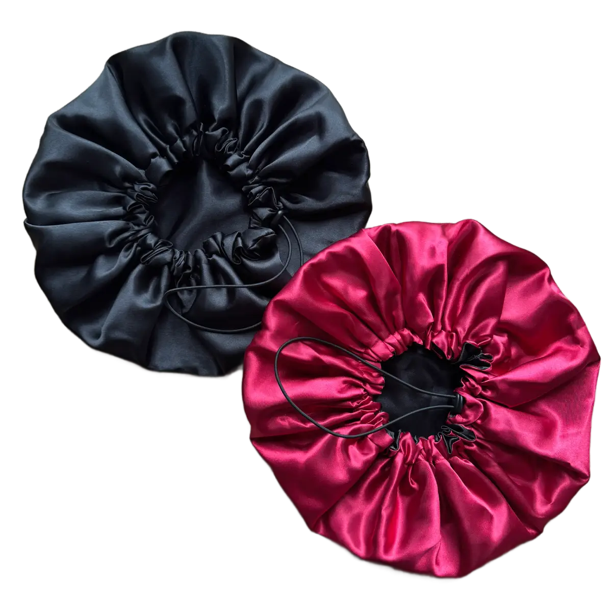 Pack de 2 bonnets en satin "Cerise" – Adulte