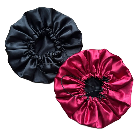 Pack de 2 bonnets en satin "Cerise" – Adulte