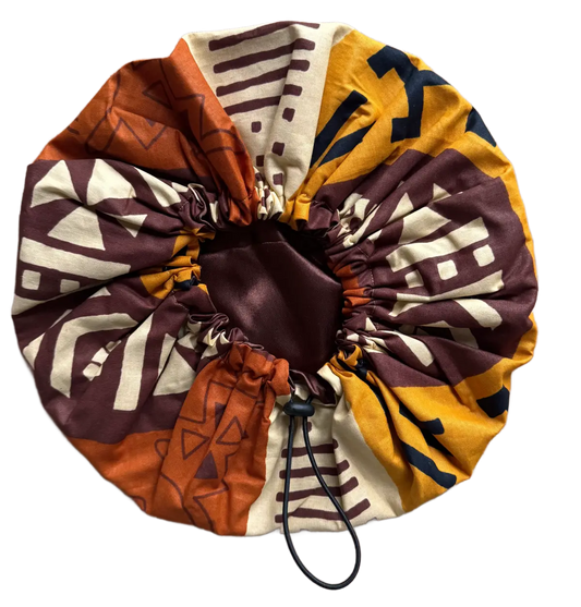 "Bogolan" satin bonnet, standard size - last item