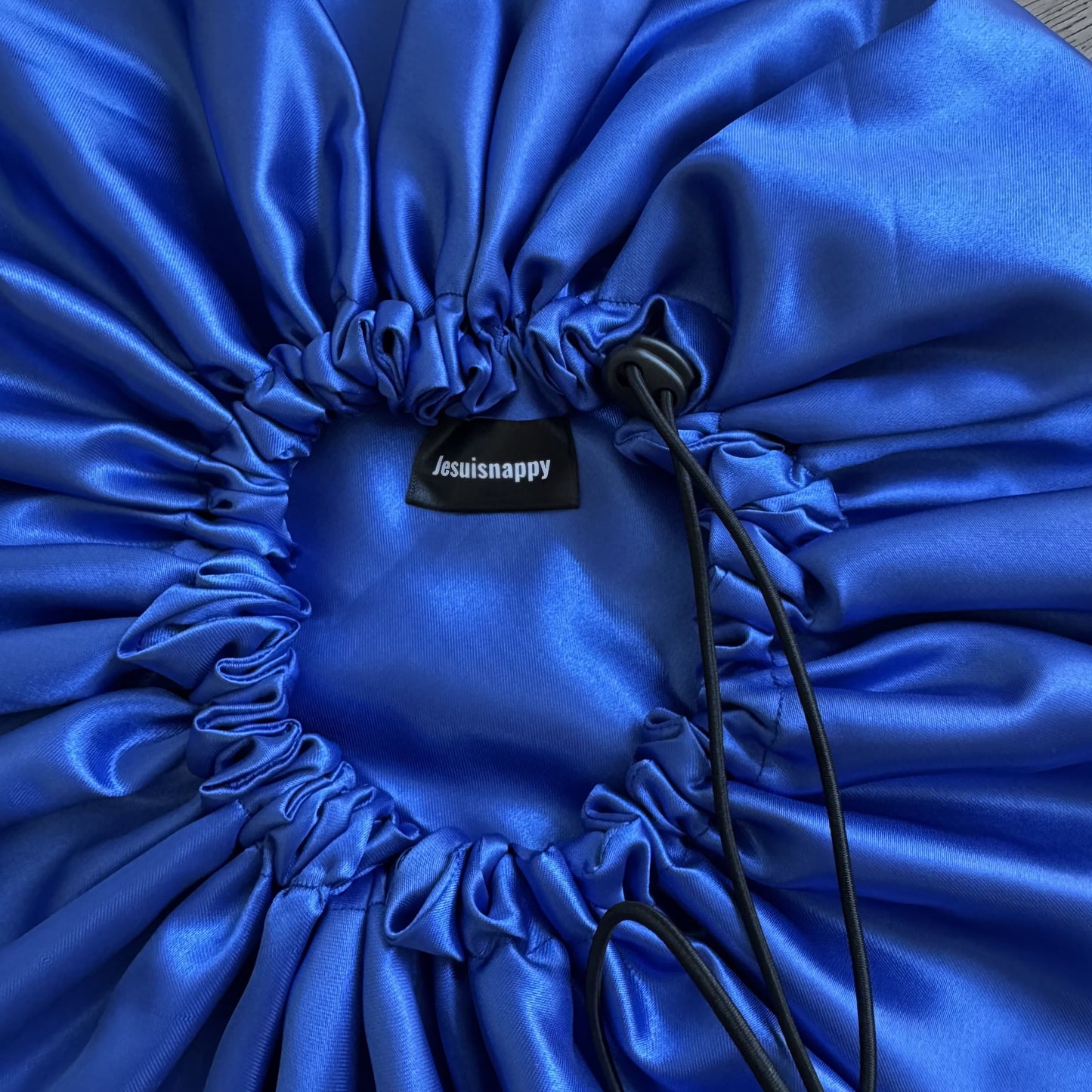 Bonnet en satin "Tout bleu" - Taille XL