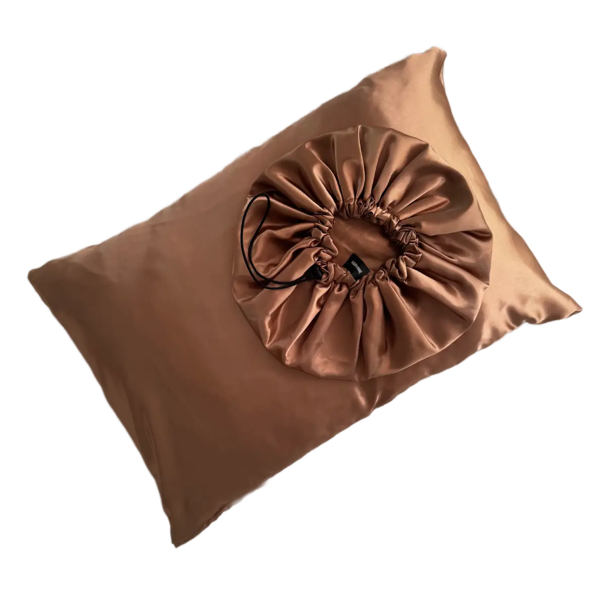 Pack bonnet & taie d’oreiller en satin – "Cappucino"