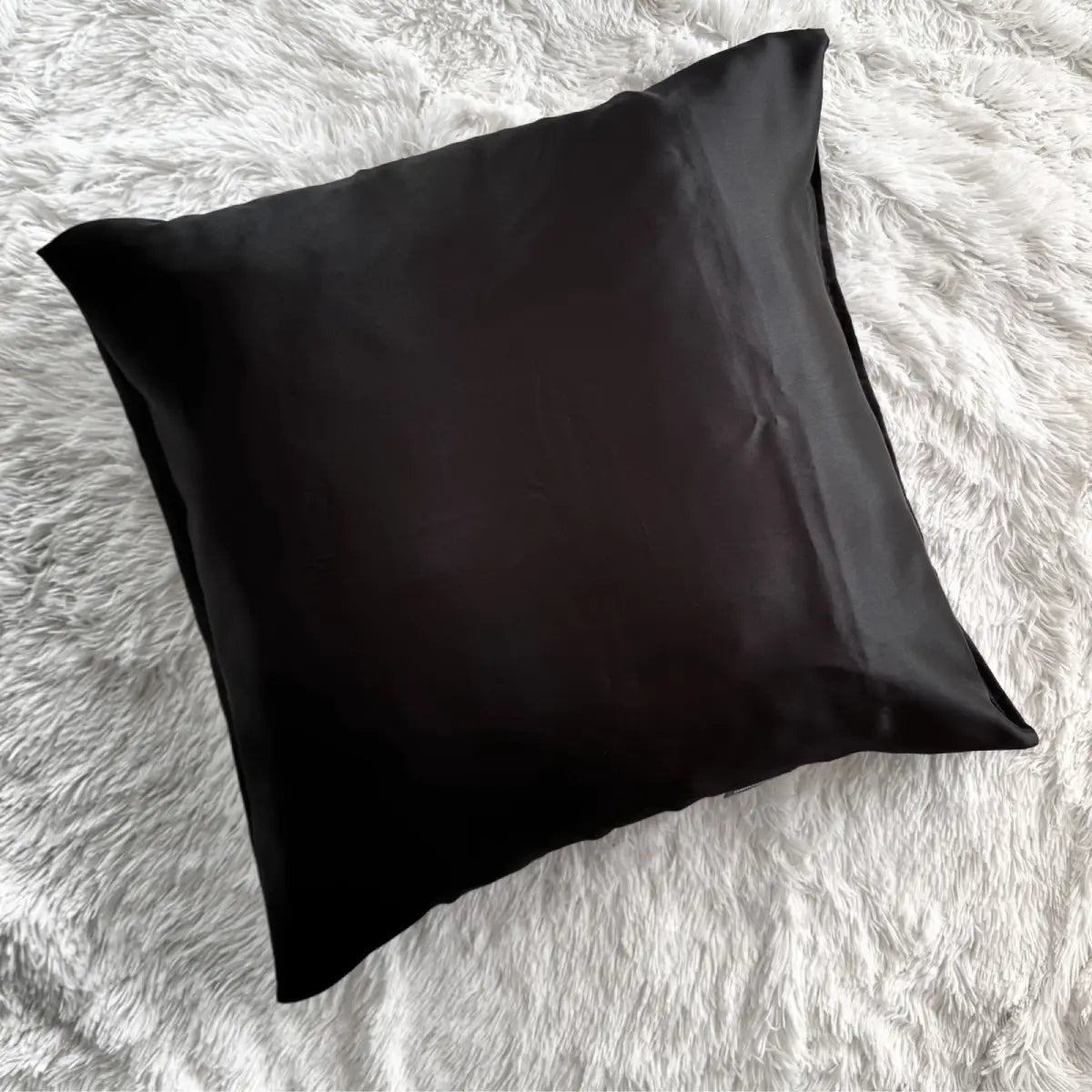 Pack de 2 taies d'oreiller en satin noir - Carré
