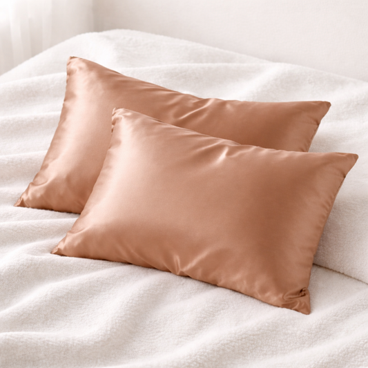 Pack de 2 taies d'oreiller en satin "Cappuccino"