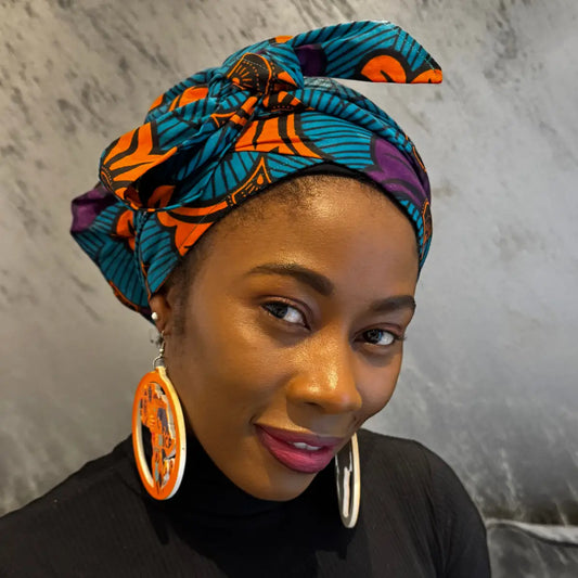 Turban en pagne doublé de satin "Onye"