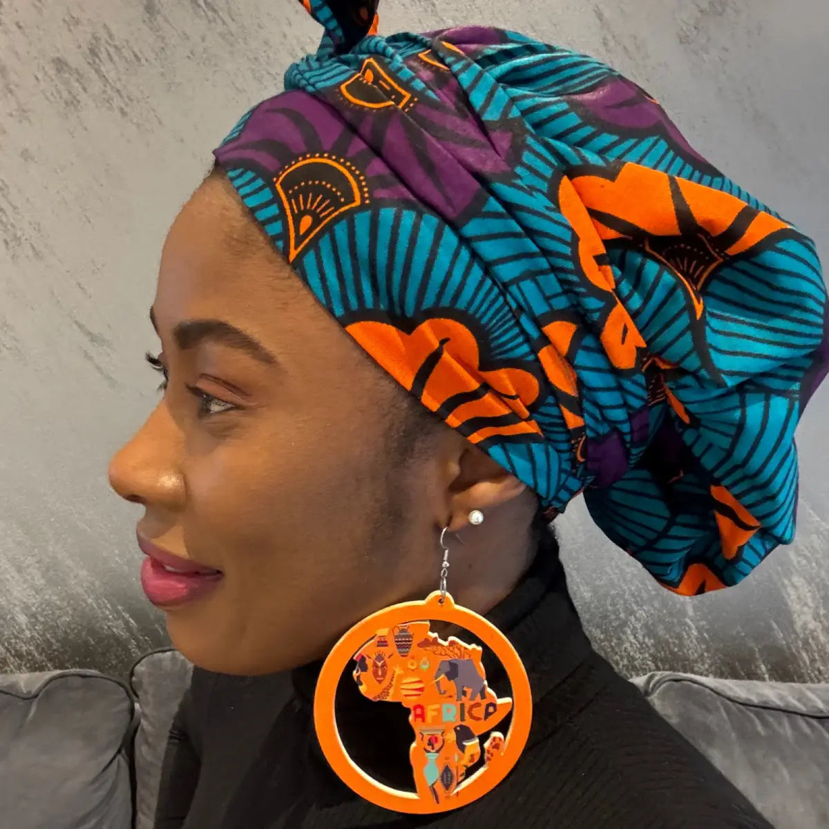 Turban en pagne doublé de satin "Onye"