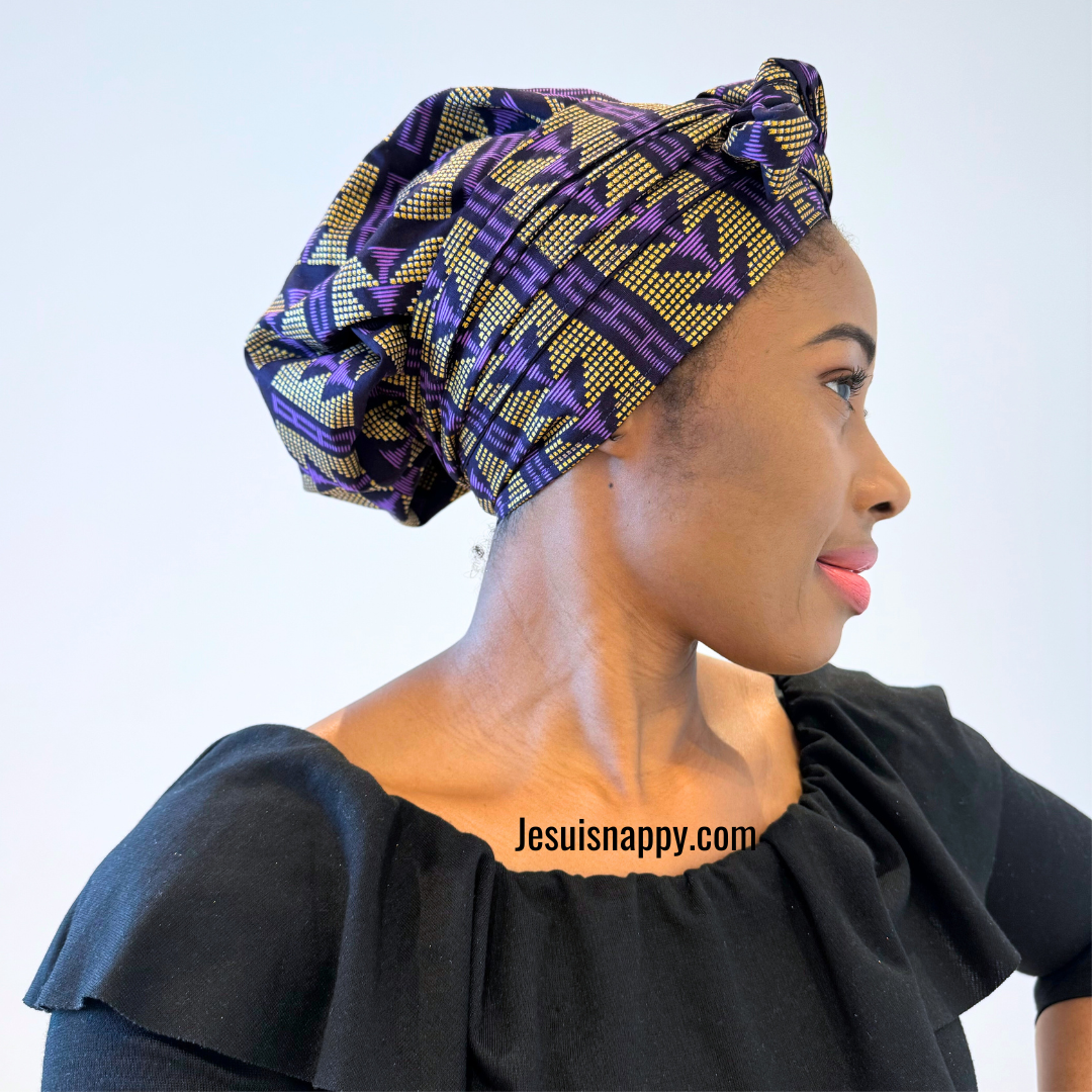 Satin Turban, Adjustable "Fulani" - Standard Size