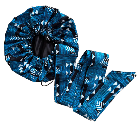 Turban en satin et wax "Joro" ajustable - Taille standard