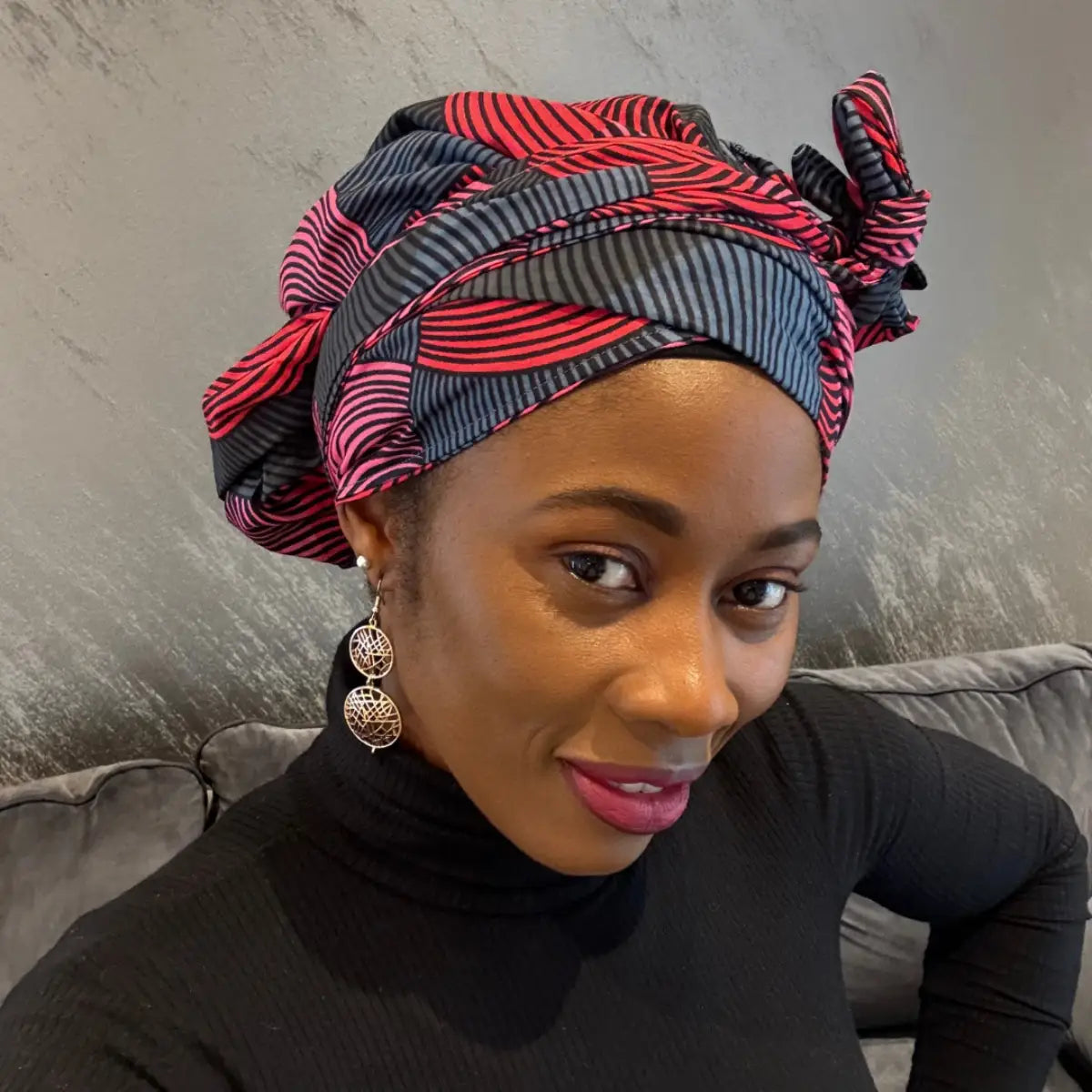 Turban en wax doublé de satin "Keita"